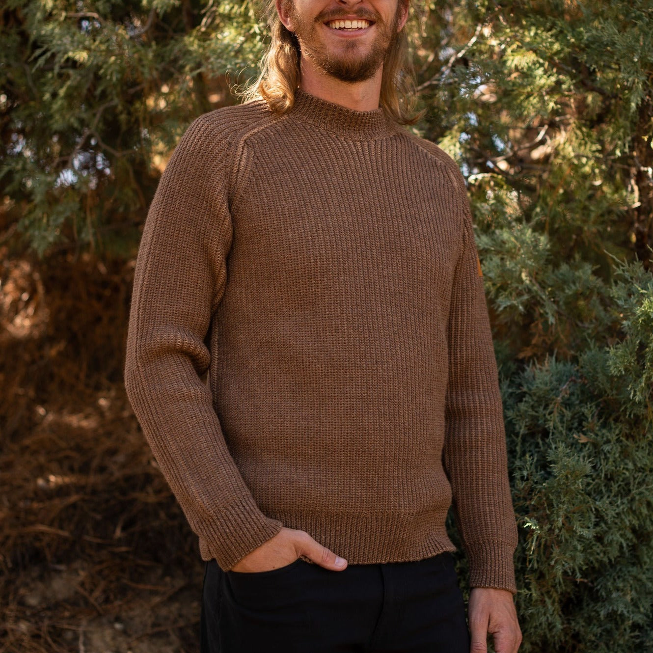 Men's Vista Merino Wool Sweater -  Brown / Tan