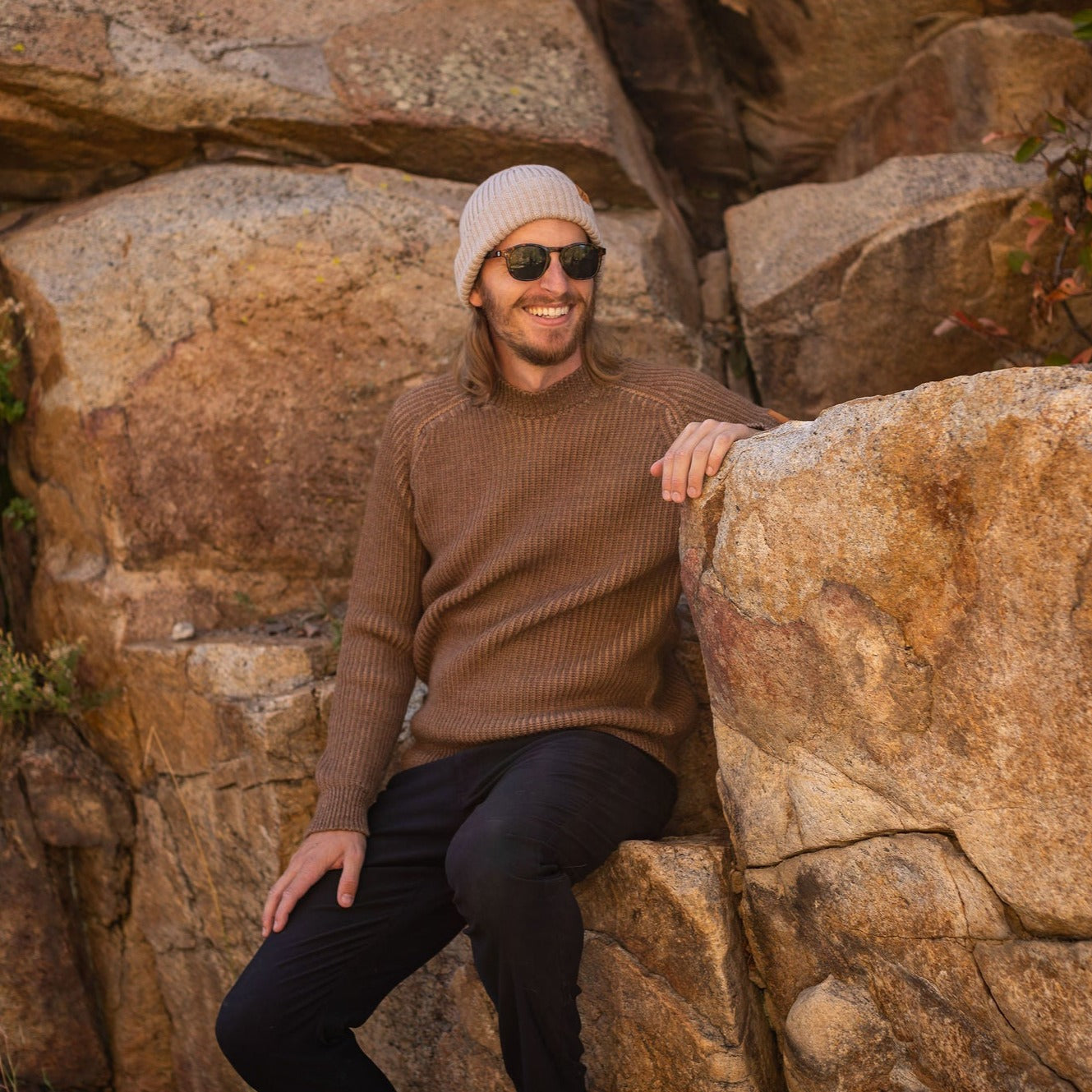 Men's Vista Merino Wool Sweater - Brown / Tan