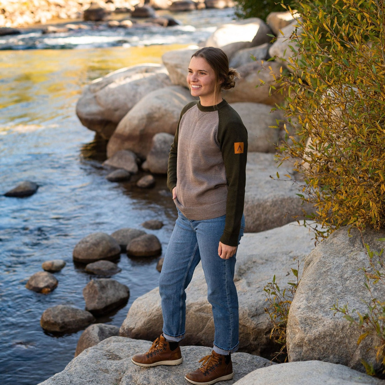 Colorado Merino Wool Sweater-Olive / Taupe