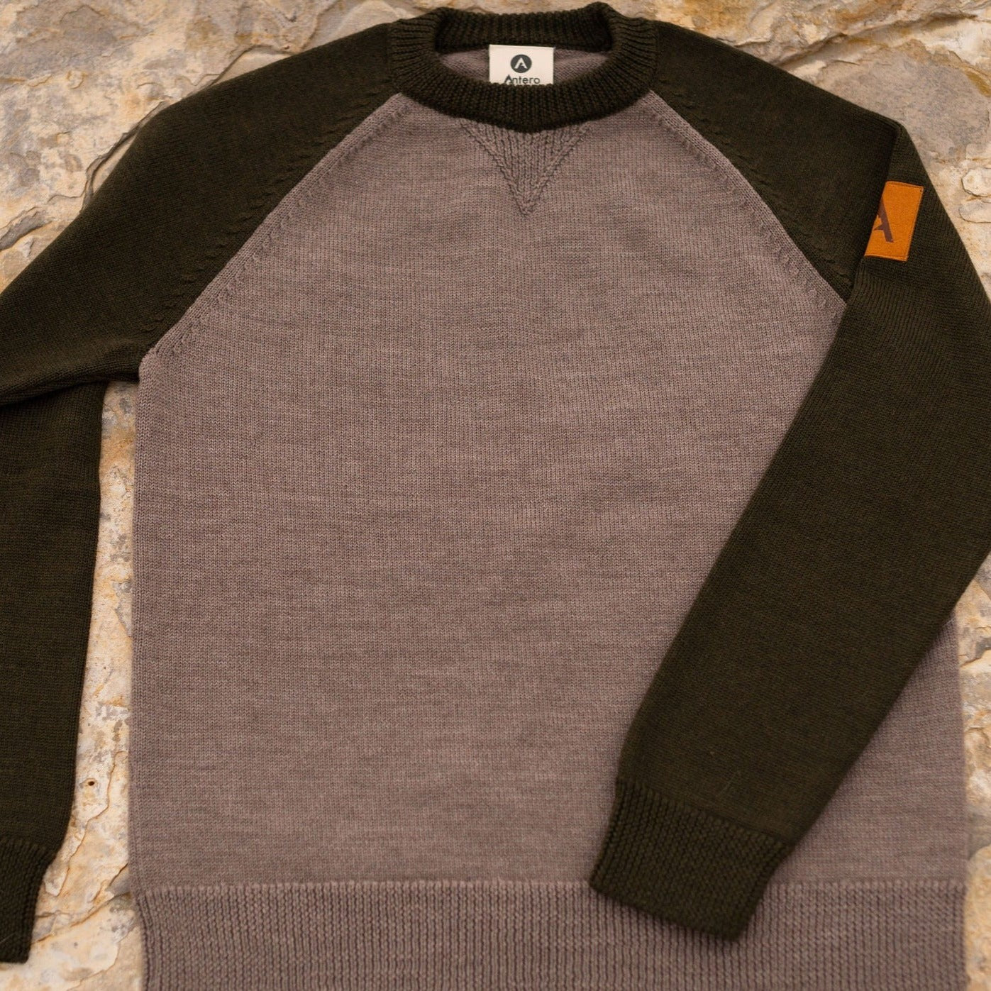 Colorado Merino Wool Sweater-Olive / Taupe