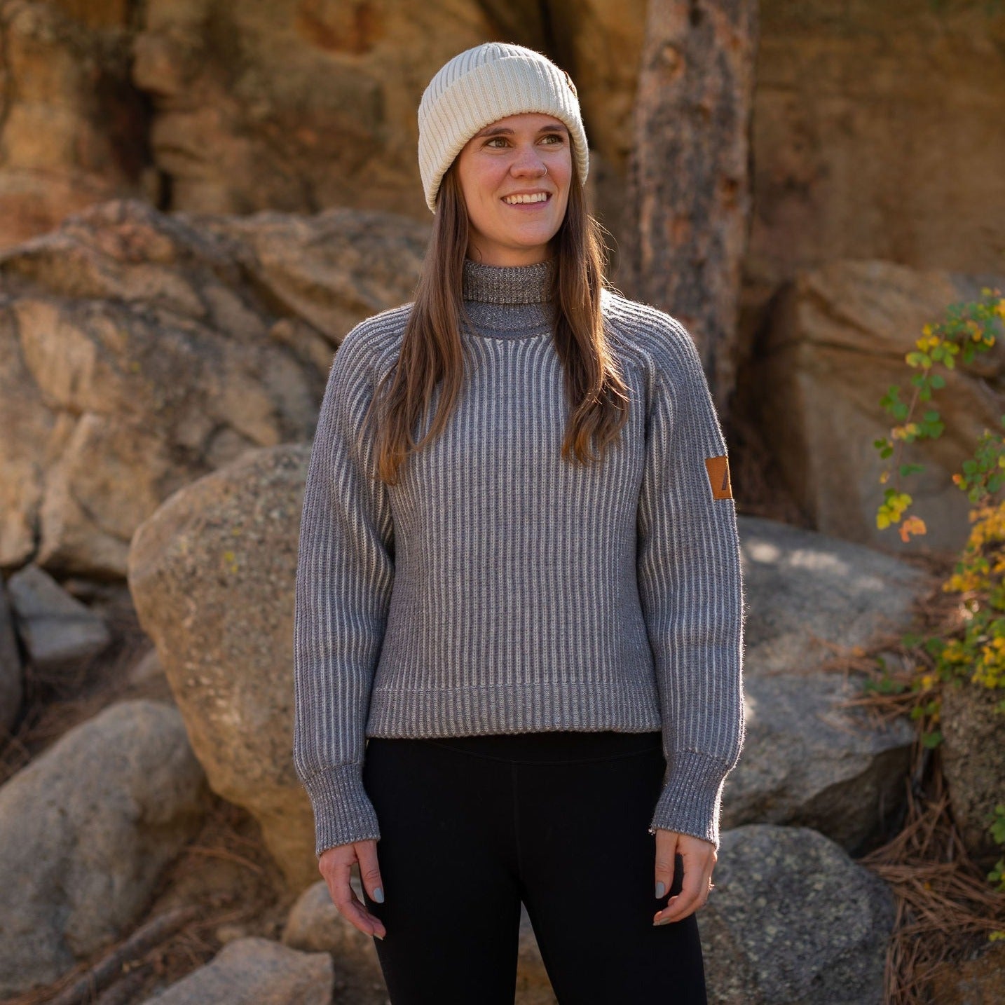 Women's Mesa Merino Wool Sweater - Grey / Natural