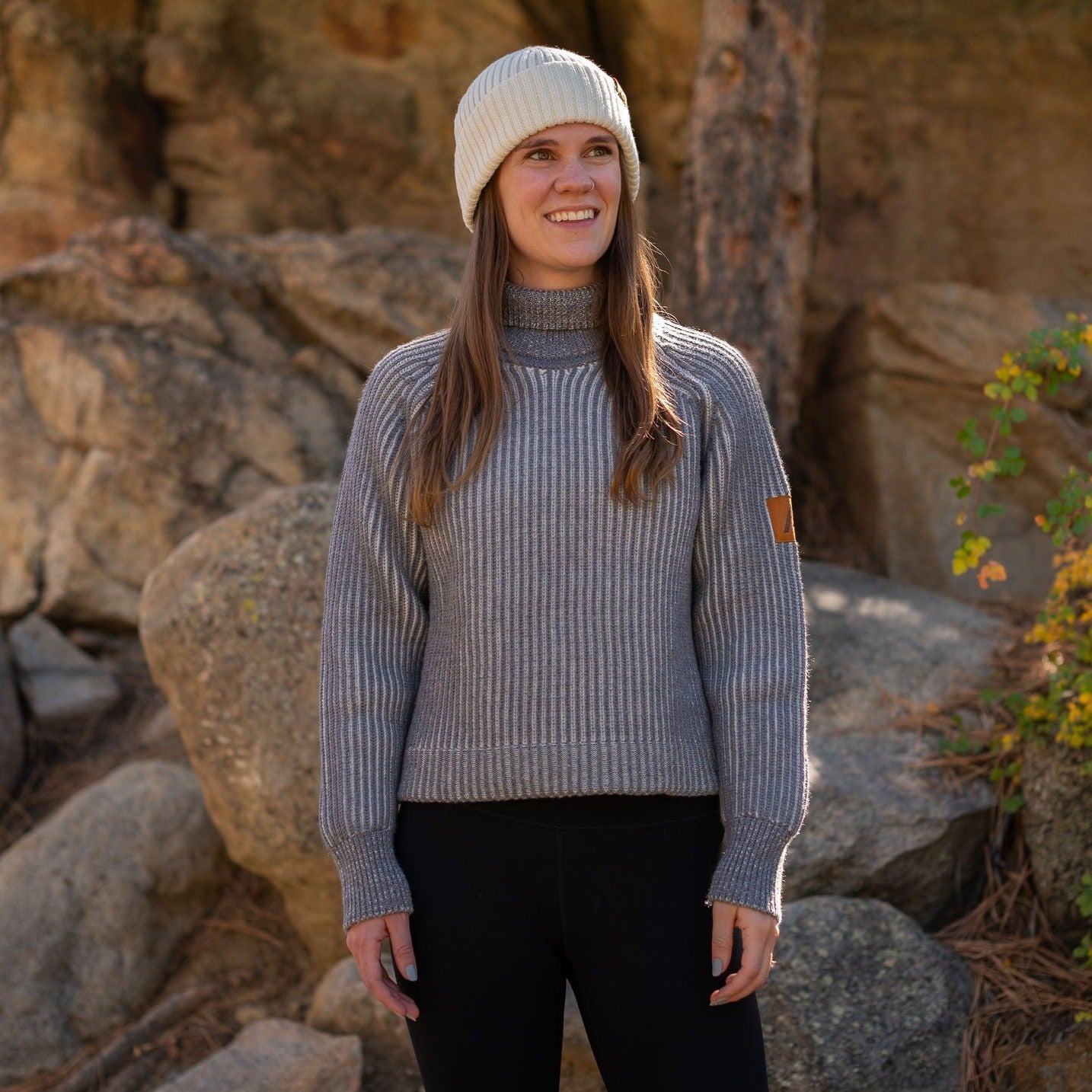 Women's  Mesa Merino Wool Sweater - Grey / Natural