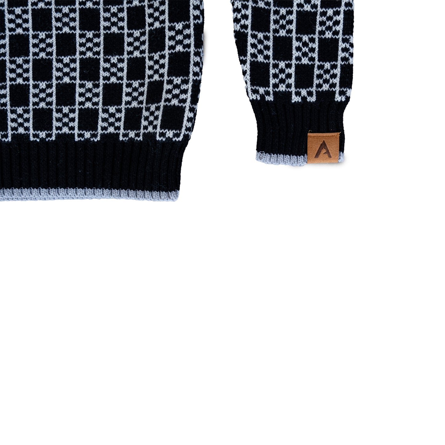 Patterned Crew Sweater - Black / Natural