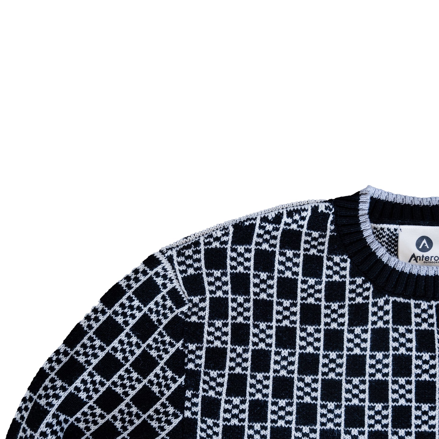 Patterned Crew Sweater - Black / Natural