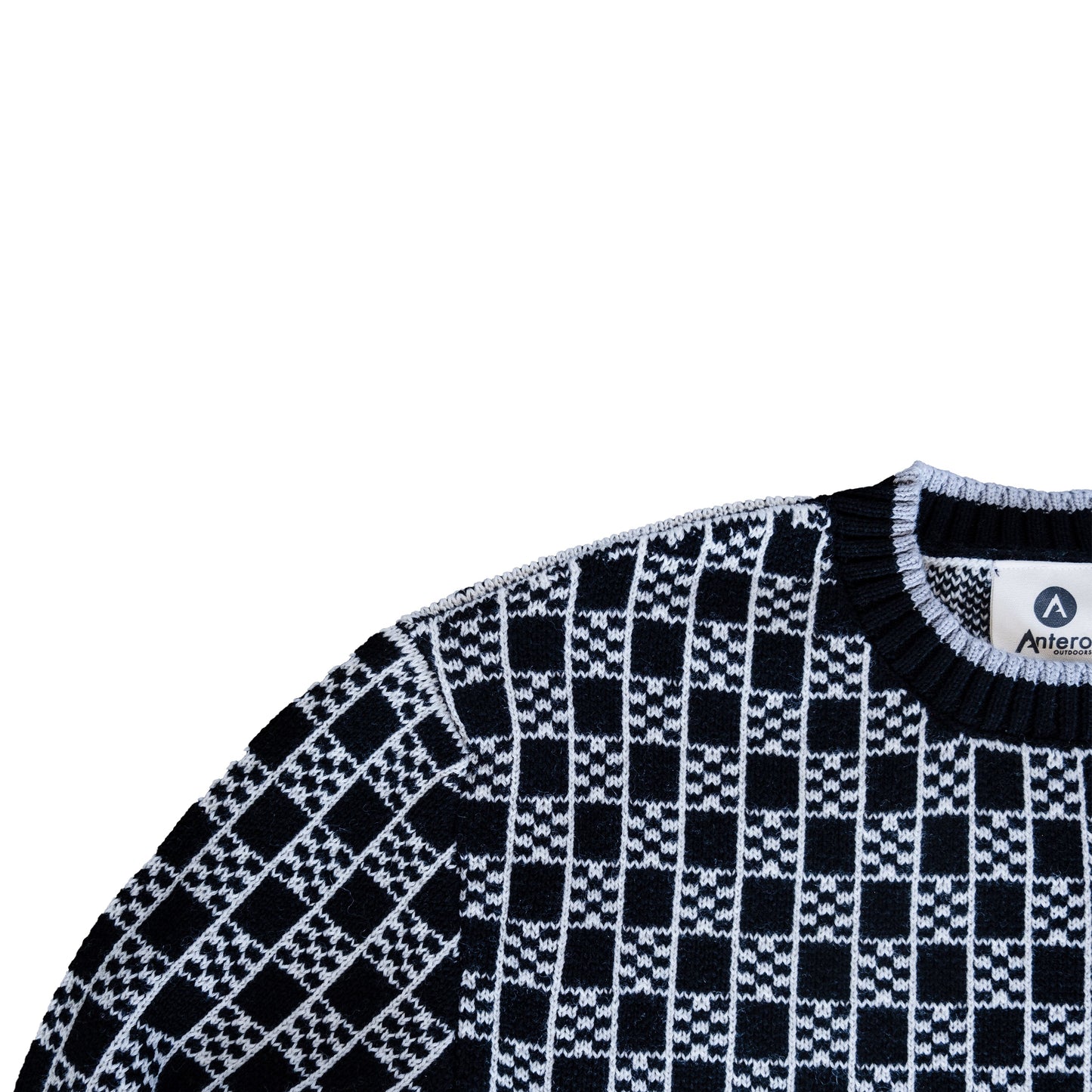 Patterned Crew Sweater-Black / Natural