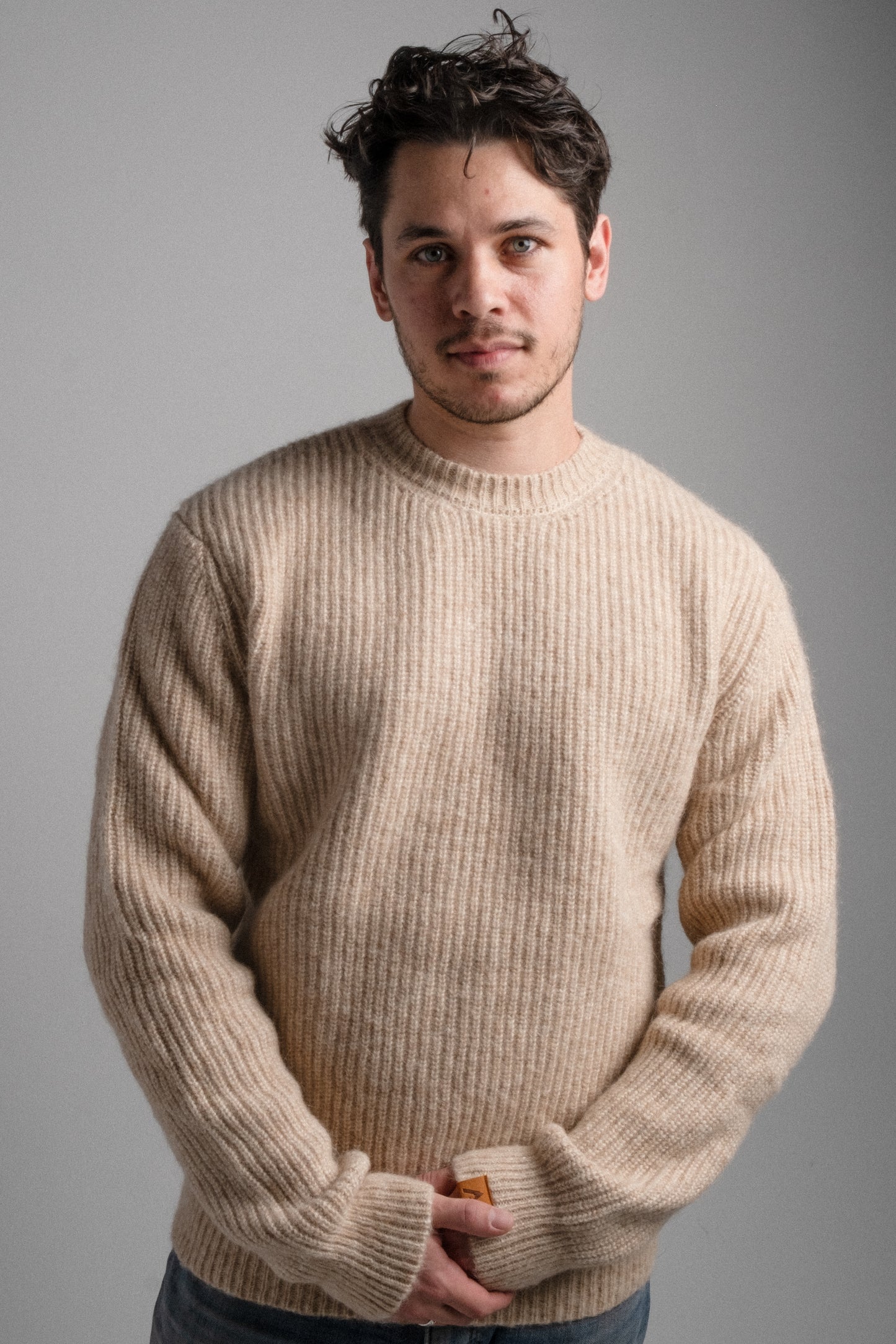 Alpaca Crew Sweater-Natural