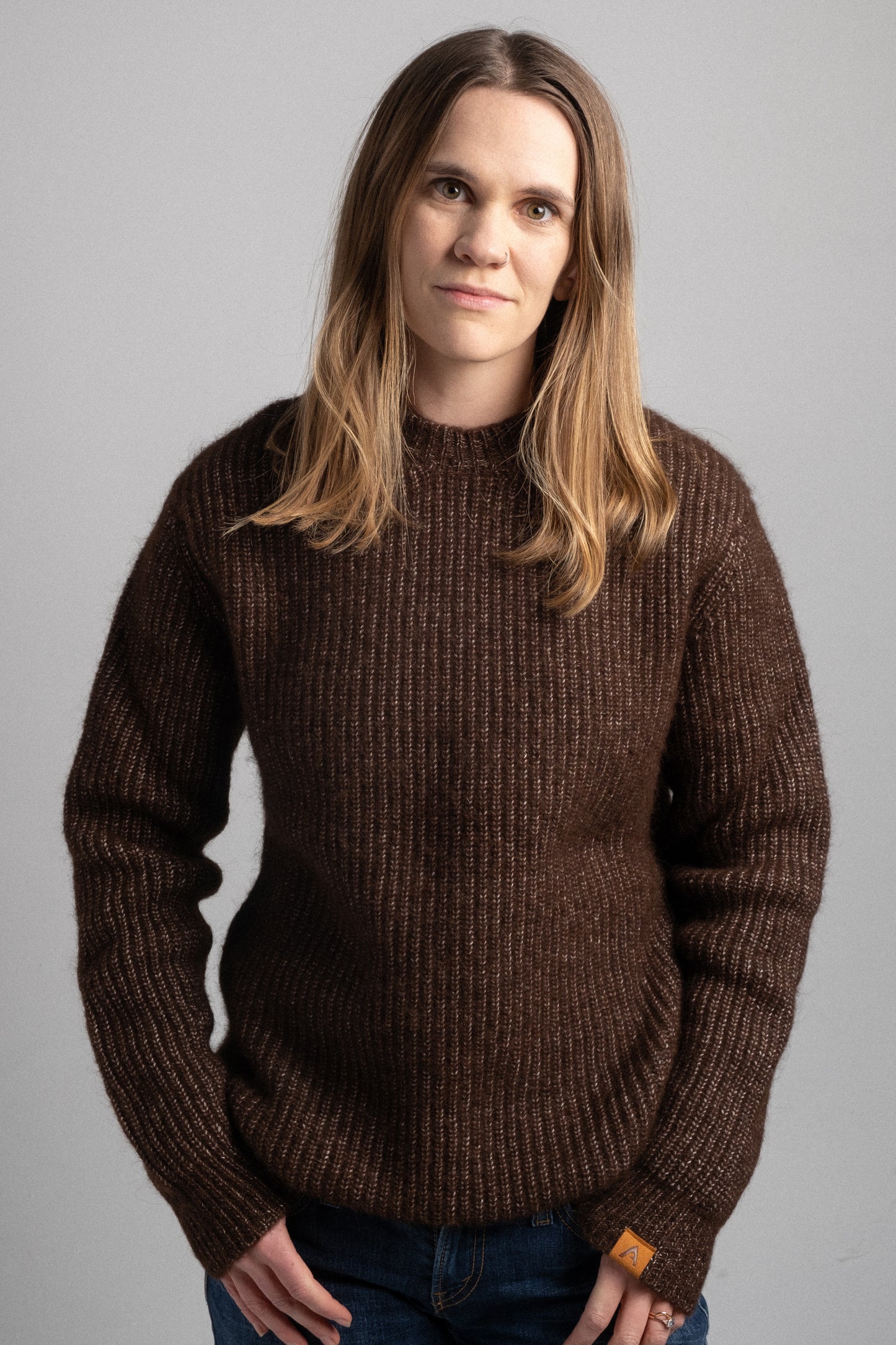 Alpaca Crew Sweater - Brown