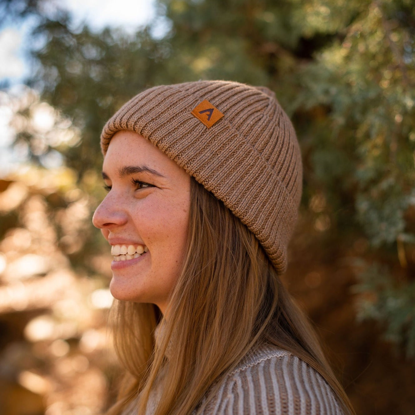 Merino Wool Beanie - Light Brown