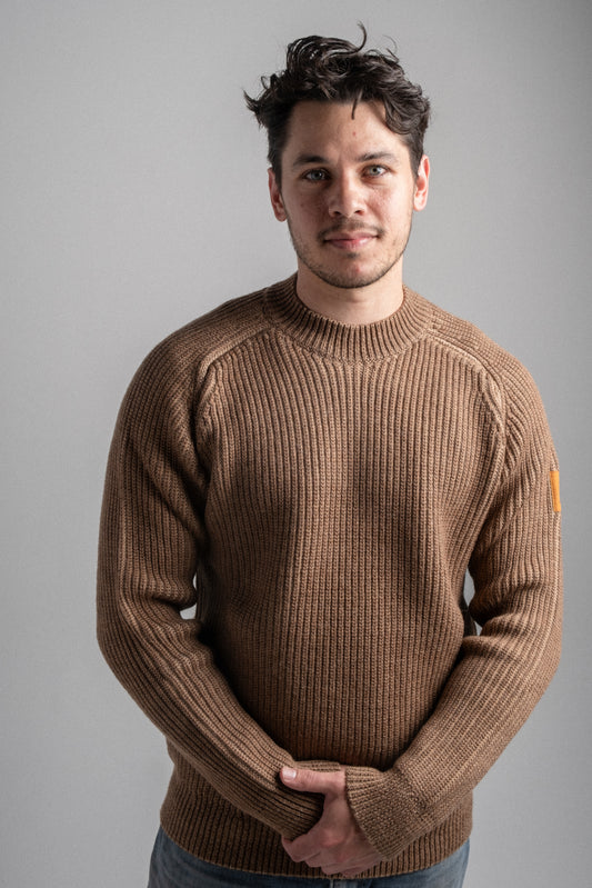 Men's Vista Merino Wool Sweater -  Brown / Tan