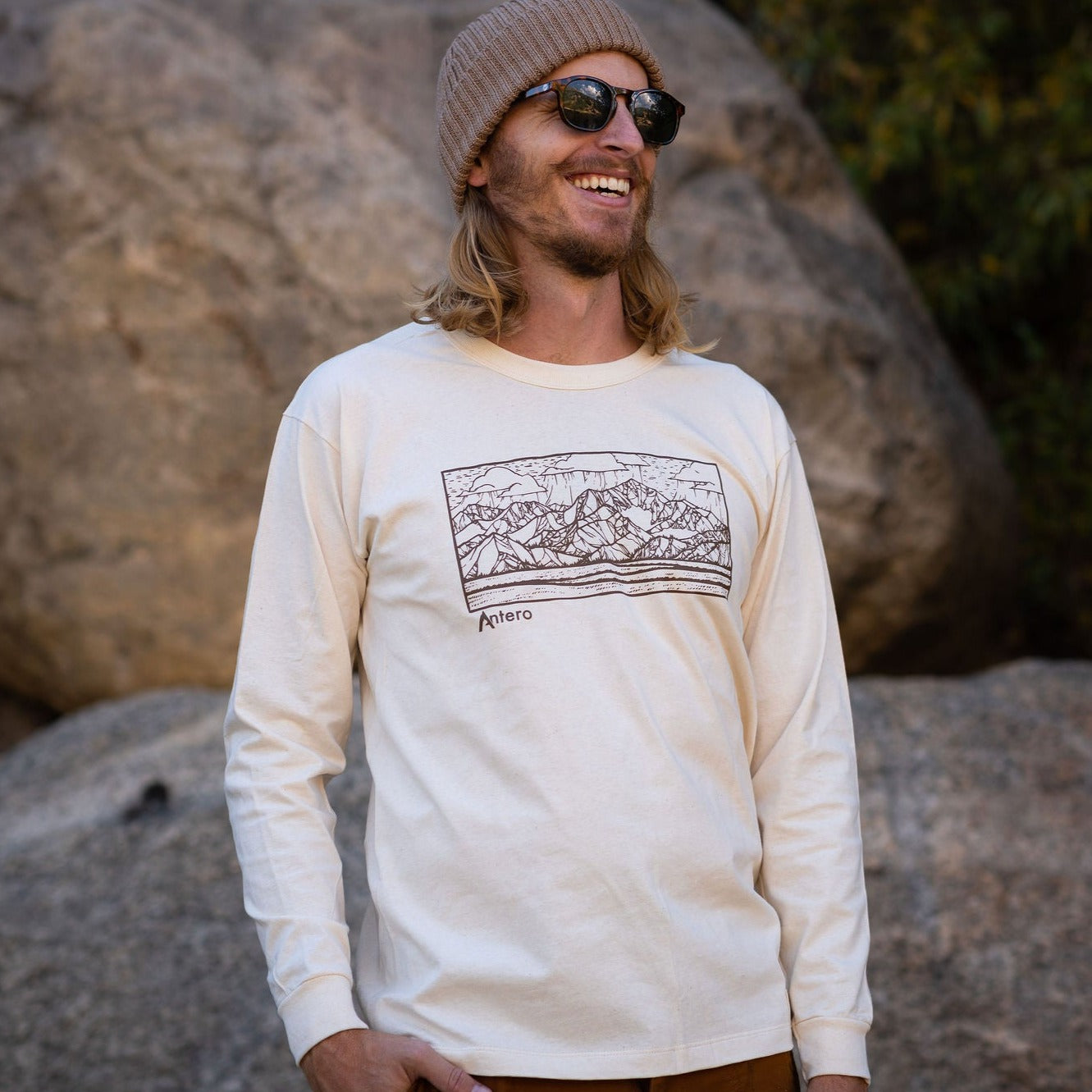 100% Organic Cotton   Color | Natural   Crew Neck  Ribbed cuff  Made in the USA  Features artwork by local Salida CO artist Brinkley Messick