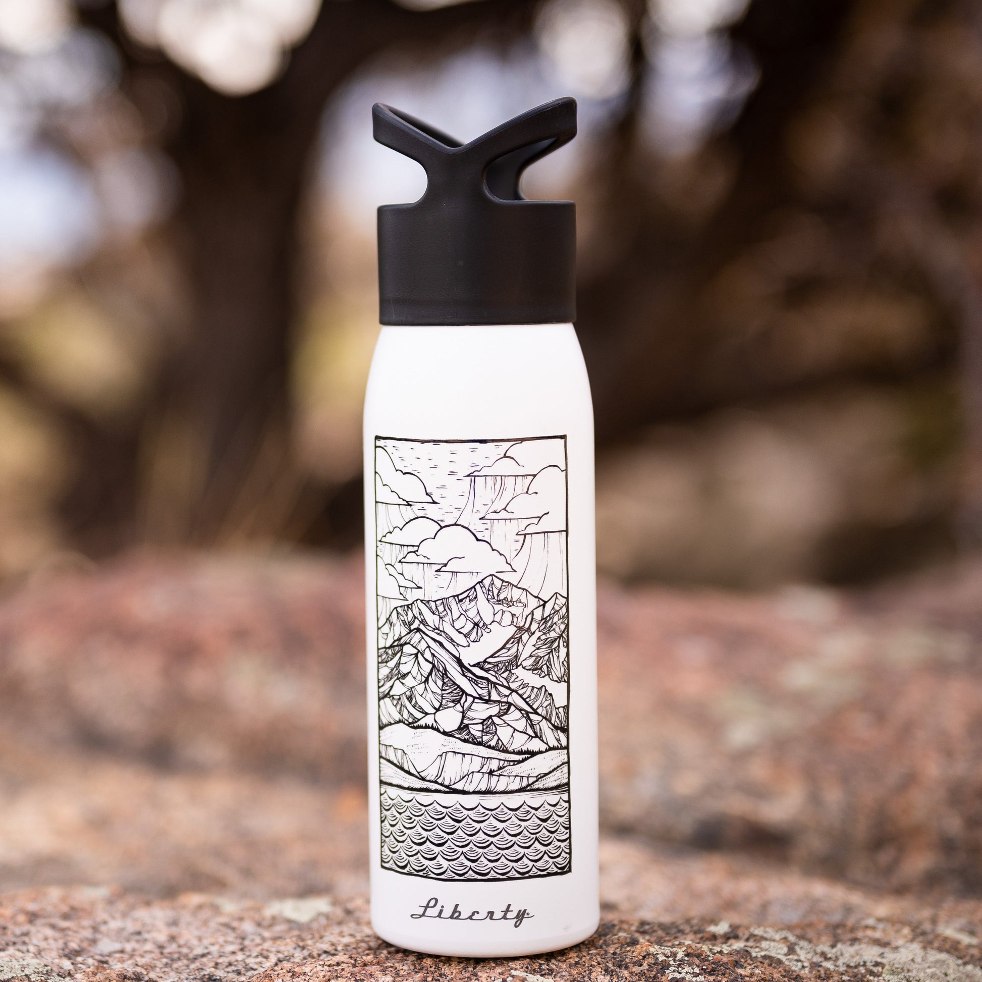  Be part of the solution  Keep single use plastic bottles out of the ecosystem.     Custom art work by local Salida artist Brink Messick  Made in the USA     - 24 Ounce  - Made of 100% Recycled American Aluminum  - Single wall aluminum ensures a super lightweight bottle  - BPA & BPS Free
